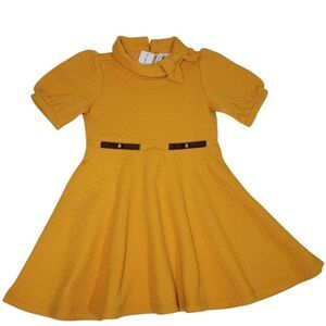 Janie and Jack Dress Girls Size 5 The West‎ Side Quilted Mustard Yellow NEW